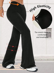 Women's High-Waist Bell-Bottom Trousers – Stretch Flared Yoga Pants