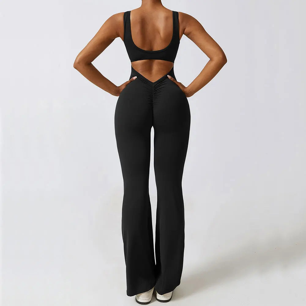 Women's Gym Jumpsuit Set – Yoga Sportswear Romper with Push-Up Support