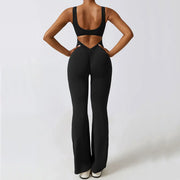 Women's Gym Jumpsuit Set – Yoga Sportswear Romper with Push-Up Support