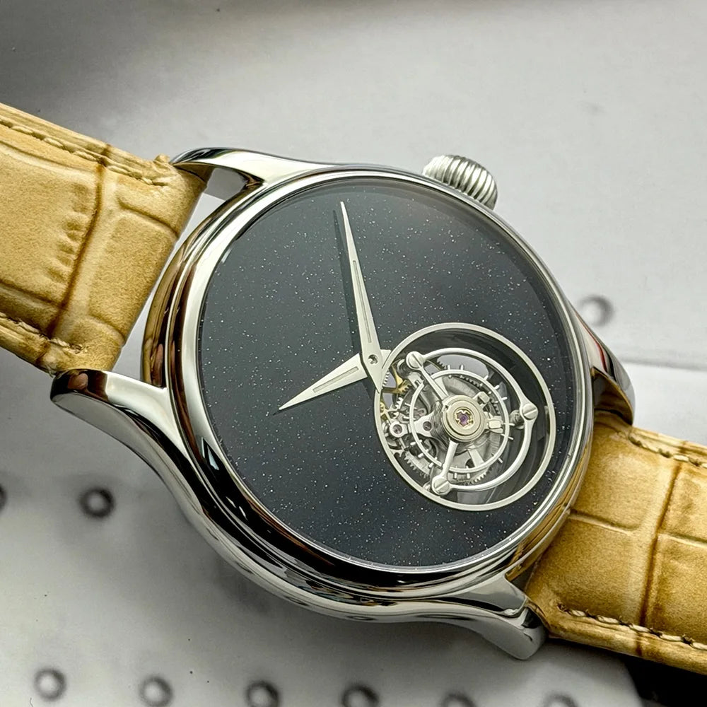 Merkur Men's Tourbillon Watch – Natural Malachite Stone Dial, Sapphire