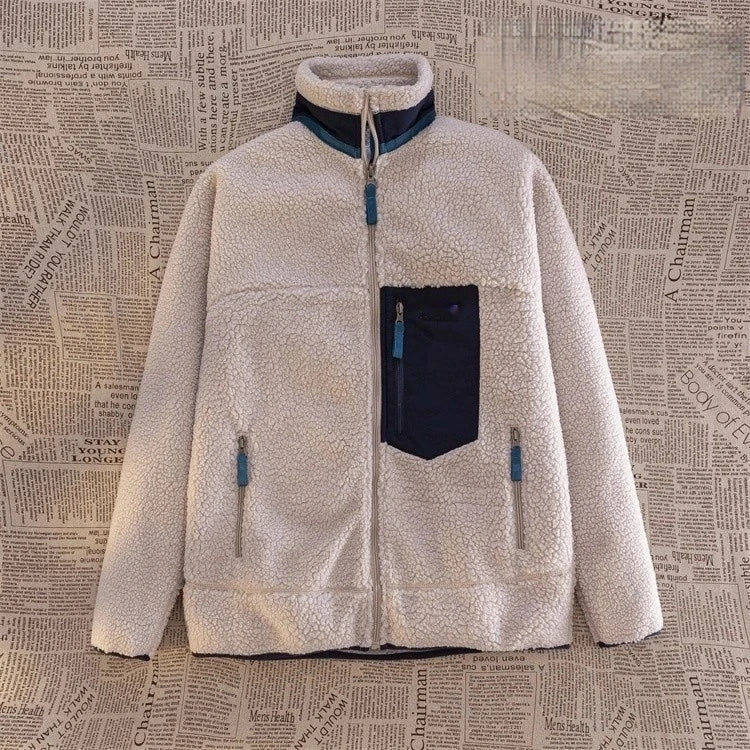 Motorcycle Outdoor Fleece Jacket For Men/Women Double Sided Fleece Thickened Plush Rider Cycling Suit Lamb Wool Windproof Jacket