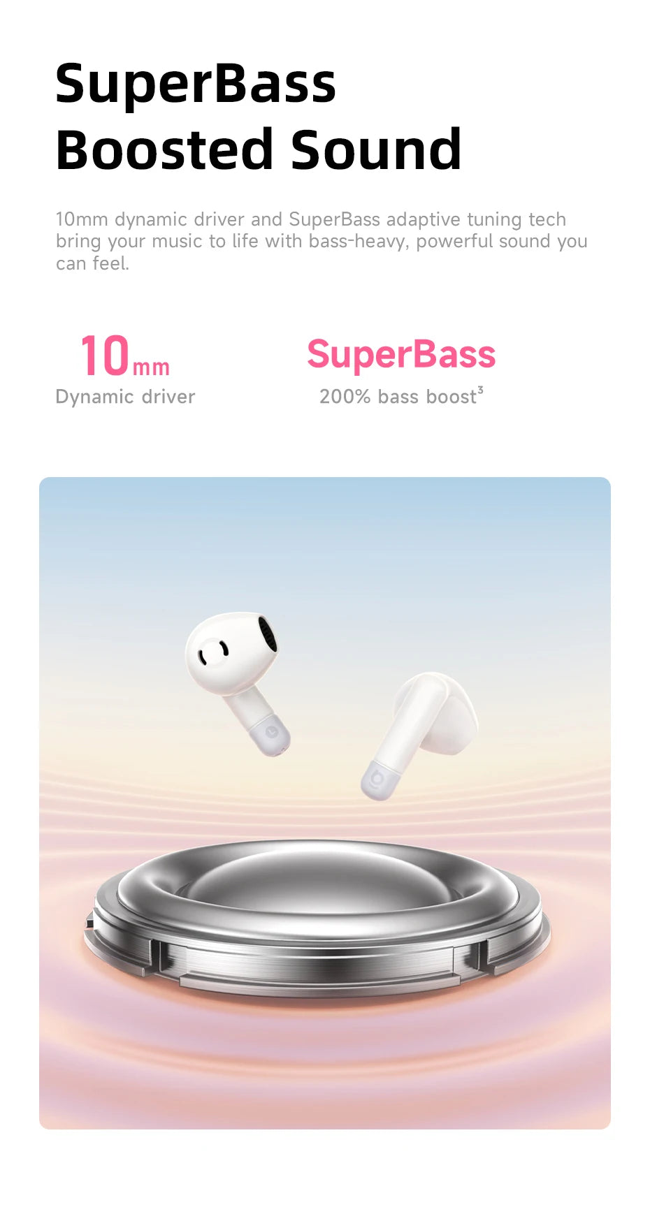 Baseus Bass BS2 Lite TWS Earbuds – Bluetooth 6.0, 40H Playtime, ENC