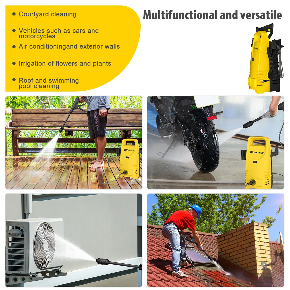 2050PSI Electric High Pressure Washer – 2300W with Adjustable Nozzle & Detergent Tank