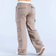Women's Wide-Leg Cargo Pants – Elastic Waist with Large Pockets