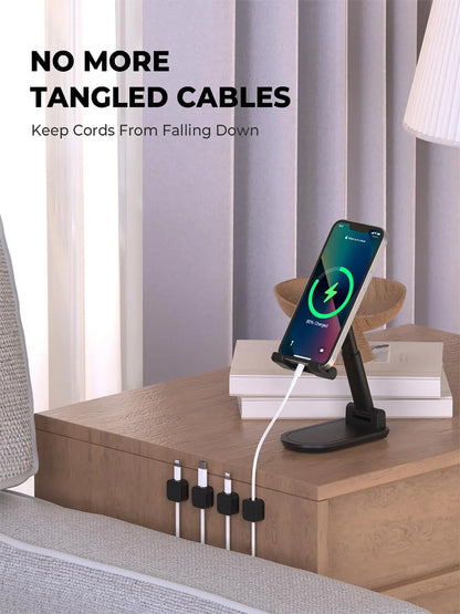 Magnetic Cable Clips Adjustable Cord Holder | Adhesive Under Desk Mgmt Organizer for Home Office Car Wall Desktop Nightstand