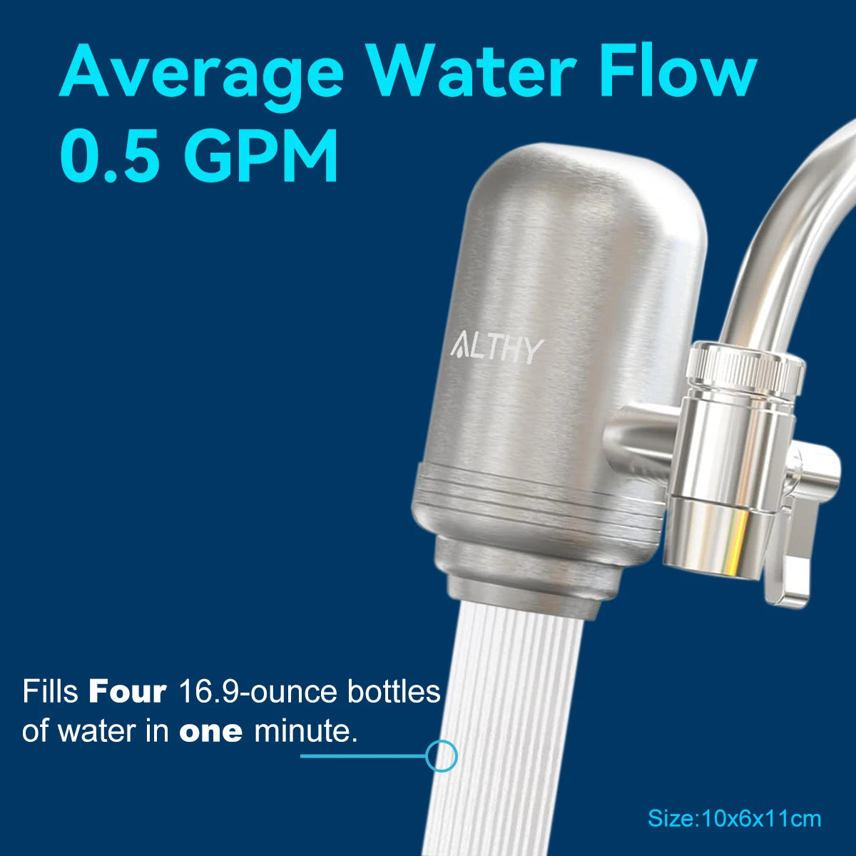 ALTHY Faucet Water Filter – 5-Stage Stainless Steel Purifier