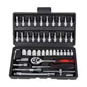 46-Piece Socket Wrench Set – Cr-V Steel Ratchet Tool Kit with Bag