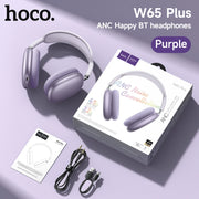 HOCO W65 Plus ANC Noise Reduction Bluetooth Headphones Over The Ear Wireless Big Earphone Hifi Sounds Sport Headsets With Button