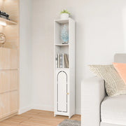 4-Tier White Bathroom Floor Cabinet – Freestanding Storage Unit with Doors