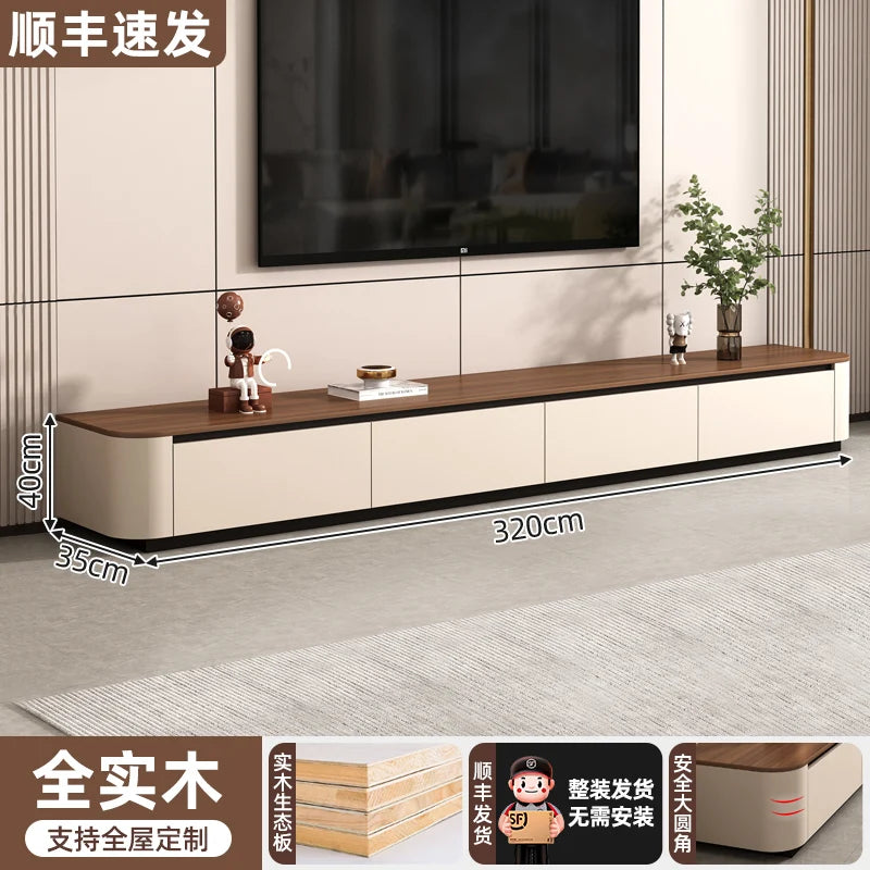 Solid Wood TV Stand — Low Vintage Media Unit, Lengths 1.6m to 3.0m