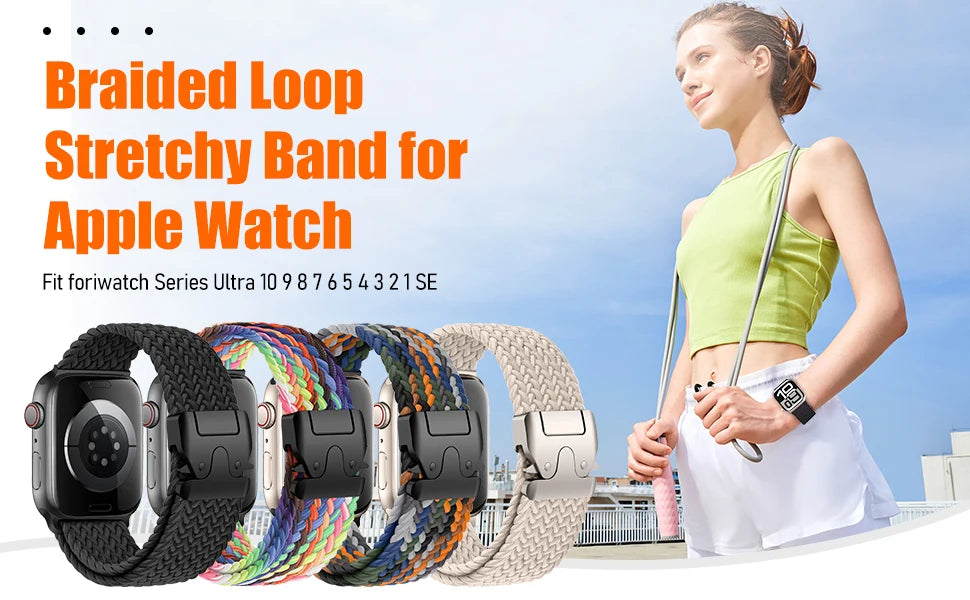 Parachute Straps for Apple watch 10 Band 46mm 42mm 45mm Ultra 49mm 44mm 41mm Braided bracelet correa iWatch Series 9 8 SE 5 6 7