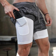 Men's Camo 2-in-1 Running Shorts – Quick-Dry Gym & Training Shorts