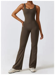 Women's Gym Jumpsuit Set – Yoga Sportswear Romper with Push-Up Support