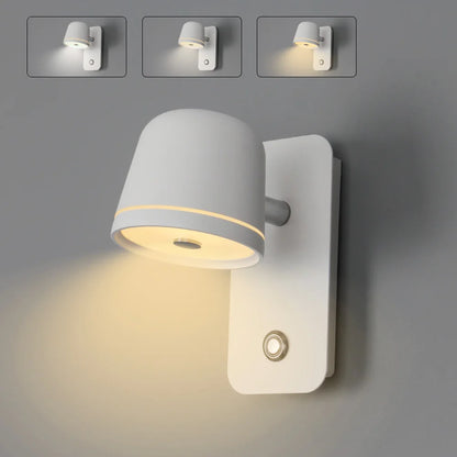 Aisilan LED Dimmable Wall Lamp with touch Switch Adjust Brightness and 3-CCT Rotation Wall reading Sconce for Bedside bedroom