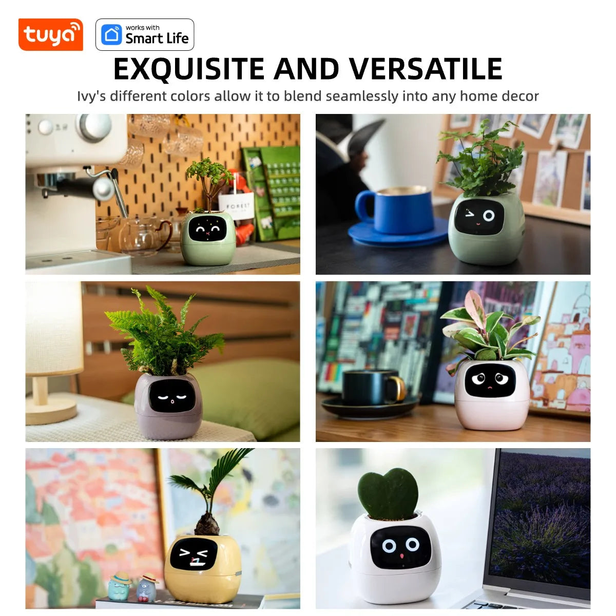 Tuya Ivy Smart Planter – AI Plant Pot with 49 Expressions & 7 Sensors