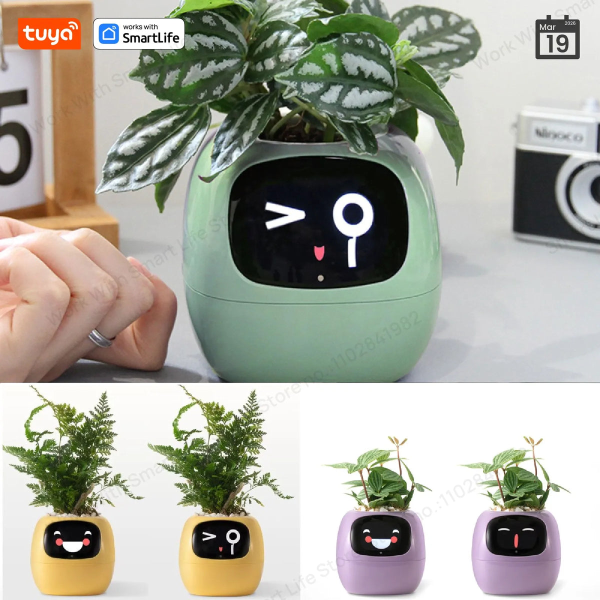 Tuya Ivy Smart Planter – AI Plant Pot with 49 Expressions & 7 Sensors