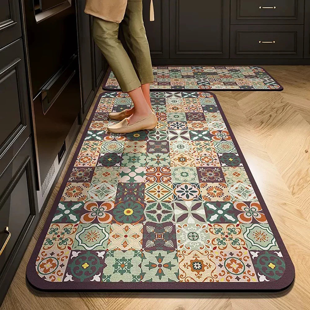 Non-Slip Velvet Kitchen Runner Mat – Absorbent Long Floor Rug