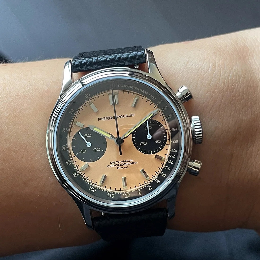 Pierre Paulin Men's Retro Panda Chronograph Watch – Vintage 70s, 38mm