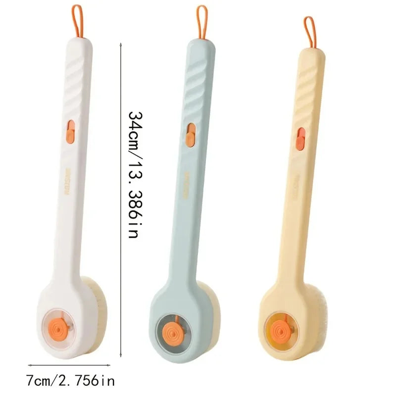 Long-Handle Bath Brush – Soft Liquid-Filled Bristles with Back Scrubber