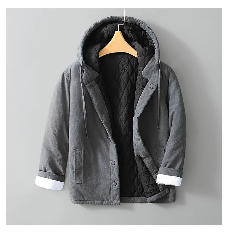 Men's Thick Hooded Padded Winter Jacket – Warm Vintage-Style Coat