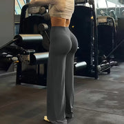 Women's Wide-Leg Gym Leggings – High Waist, Tummy Control, Grey