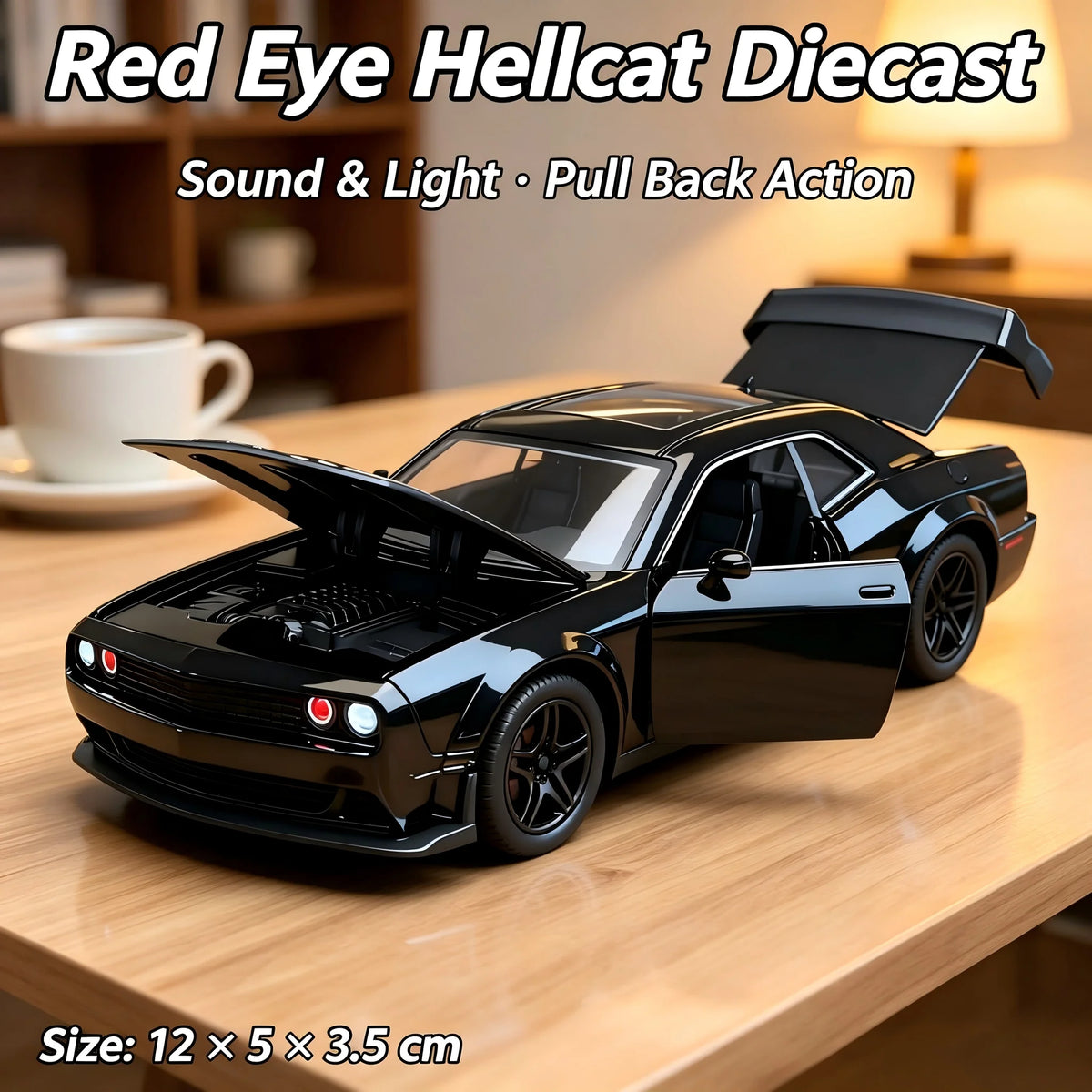 Hellcat 1:36 Diecast Model Car – Pull-Back Toy with Opening Doors