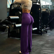 Women's Wide-Leg Gym Leggings – High Waist, Tummy Control, Grey