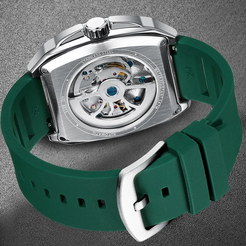 AILANG Men's Double Tourbillon Automatic Watch – Silicone Strap, Luminous