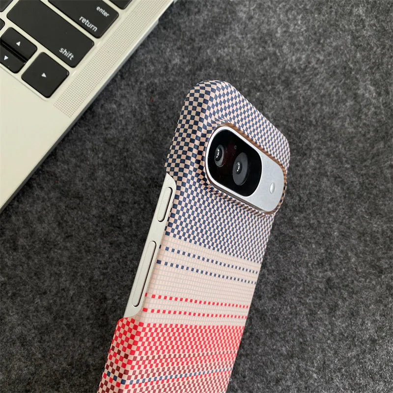 Luxury Carbon Fibre Stripe Sunset Series Wireless Charging Magnetic For Magsafe Cases For Google Pixel 9 8 7 Pro XL Cloth Cover