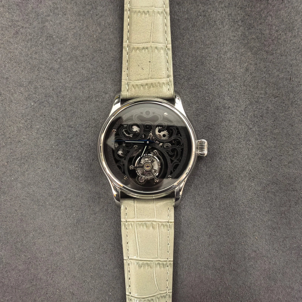 Jacques Genry Men's Tourbillon Watch – 42mm, Manual, Hollow Carved Dial