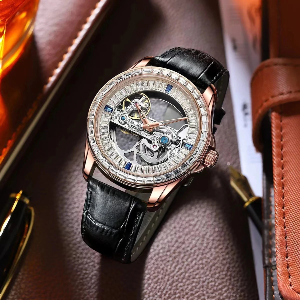 AILANG Men's Transparent Skeleton Automatic Watch – Double-Sided Dial