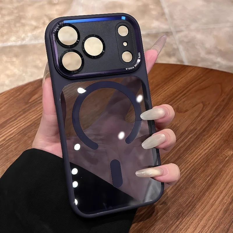 for Magsafe Magnetic Phone Case for iPhone 17 16 15 14 12 13 11 Pro Max Plus Air Transparent Bumper Hard Luxury Clear Cover