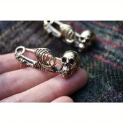 2-Pack Gothic Skull Brooch Pins – Vintage Safety Pin for Jackets & Scarves