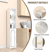 4-Tier White Bathroom Floor Cabinet – Freestanding Storage Unit with Doors