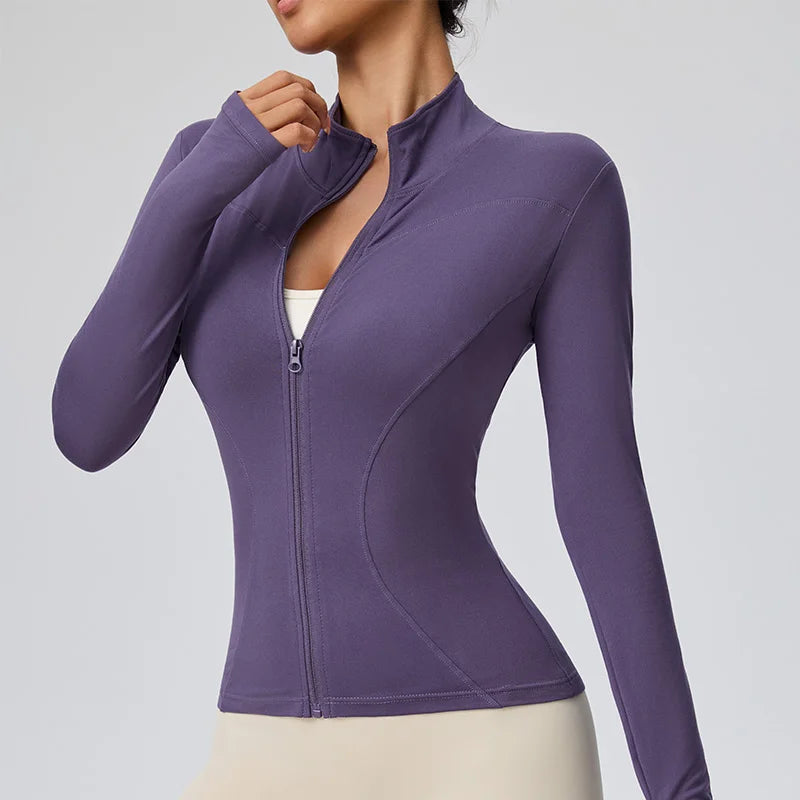 Women's Quick-Dry Pilates Jacket – Lightweight Zip-Up for Gym & Running