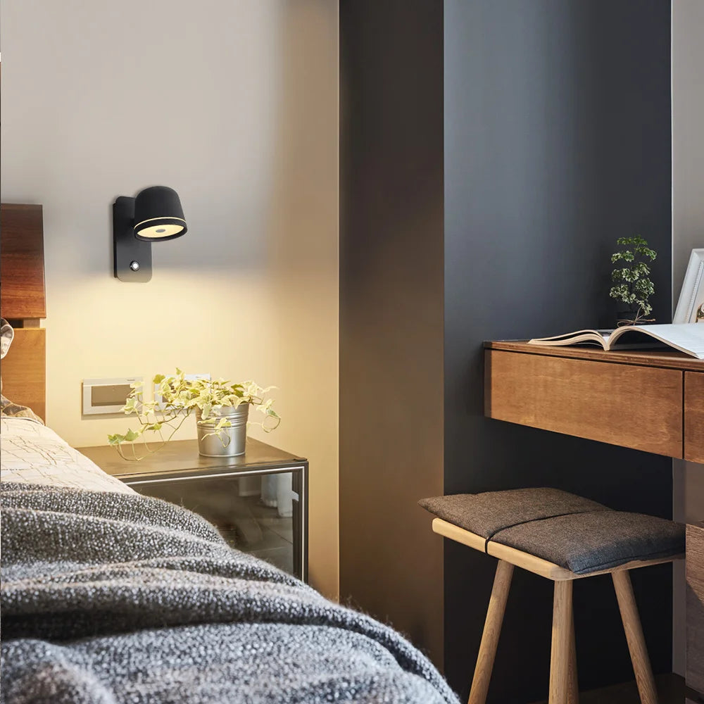Aisilan LED Dimmable Wall Lamp with touch Switch Adjust Brightness and 3-CCT Rotation Wall reading Sconce for Bedside bedroom