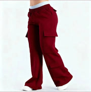 Women's Wide-Leg Cargo Pants – Elastic Waist with Large Pockets