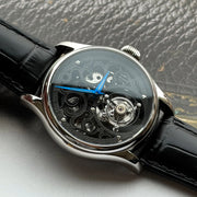 Merkur Men's Skeleton Tourbillon Watch – Sapphire, Engraved, Black