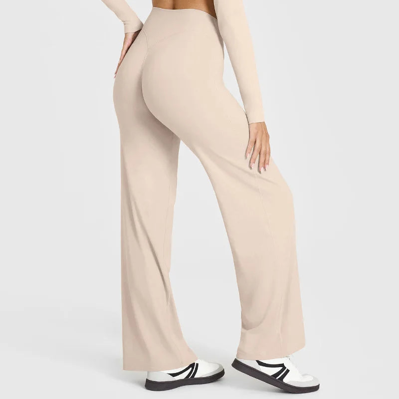VEQKING Women's High-Waist Yoga Pants – Stretch Straight-Leg Trousers