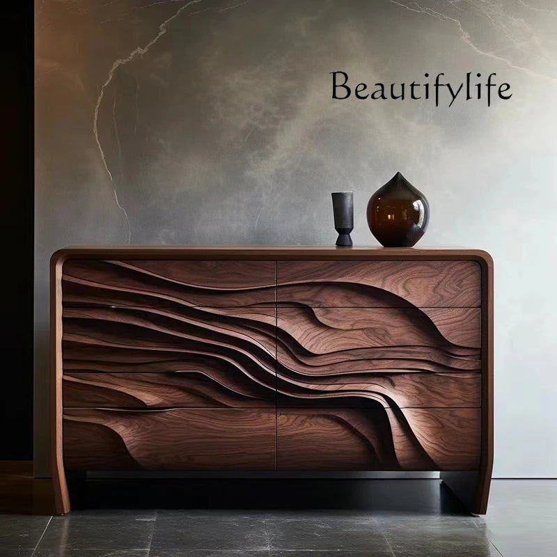 Black Walnut Entrance Cabinet — Nordic Retro Designer Hallway Console - photo 5
