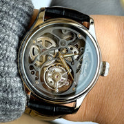 Merkur Men's Skeleton Tourbillon Watch – Sapphire, Carved, Black, 42mm