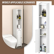 4-Tier White Bathroom Floor Cabinet – Freestanding Storage Unit with Doors