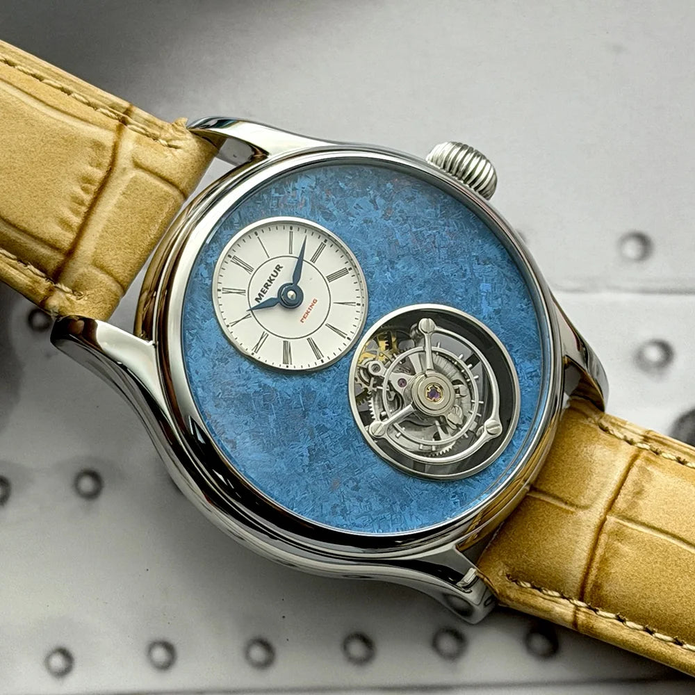 Merkur Men's Tourbillon Watch – Titanium, Ice Flower Dial, Sapphire