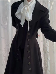 Women's Gothic Button Trench Coat – Vintage A-Line Retro Jacket