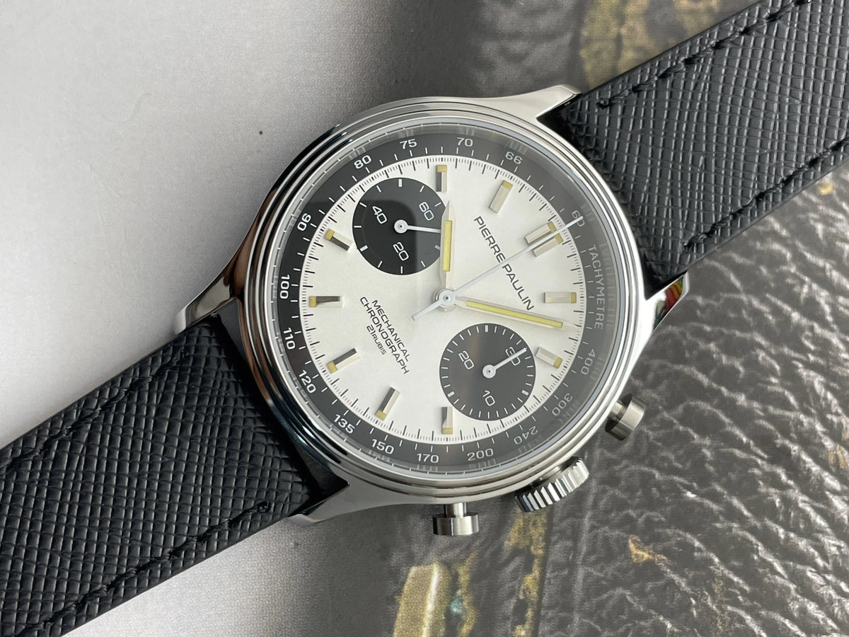 Pierre Paulin Men's Retro Panda Chronograph Watch – Vintage 70s, 38mm
