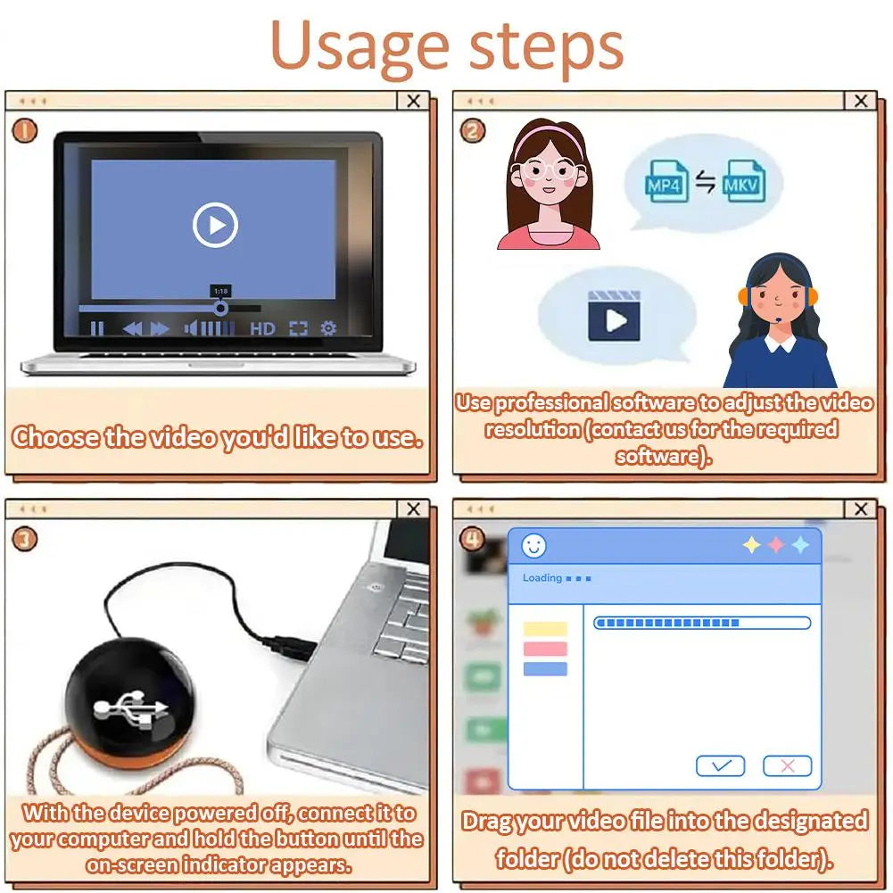 3D Crystal Ball Video Player Audio Video Display Electronic Ball Memory Ball