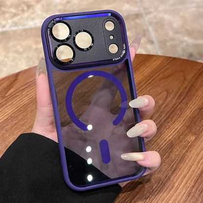 for Magsafe Magnetic Phone Case for iPhone 17 16 15 14 12 13 11 Pro Max Plus Air Transparent Bumper Hard Luxury Clear Cover