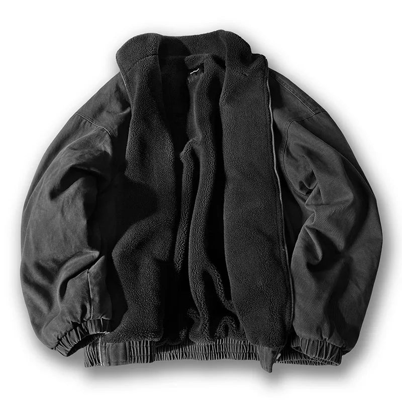 Men's Vintage Polar Wool Winter Jacket – Thick Warm Zip-Up Coat