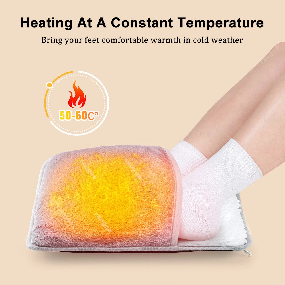 USB Heated Foot Warmer – Soft Plush Electric Thermal Foot Pad