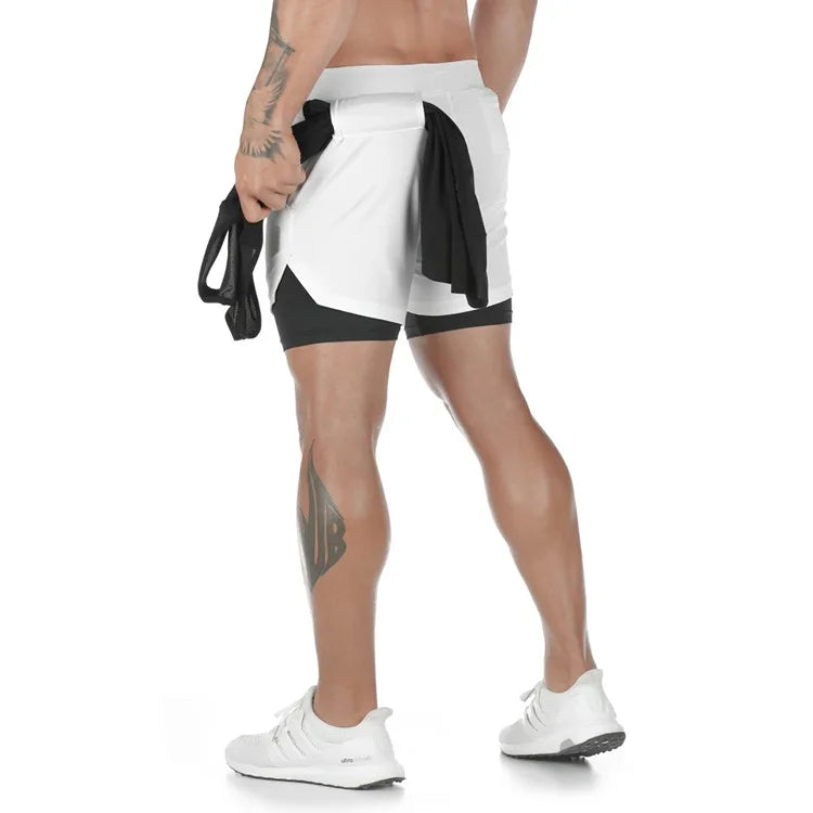 Men's Camo 2-in-1 Running Shorts – Quick-Dry Gym & Training Shorts
